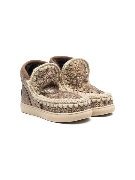  Mou Kids Crochet Stitch Sneaker Boots - Neutrals 