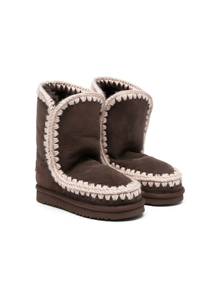  Mou Kids Crochet-trim Suede Boots - Brown 