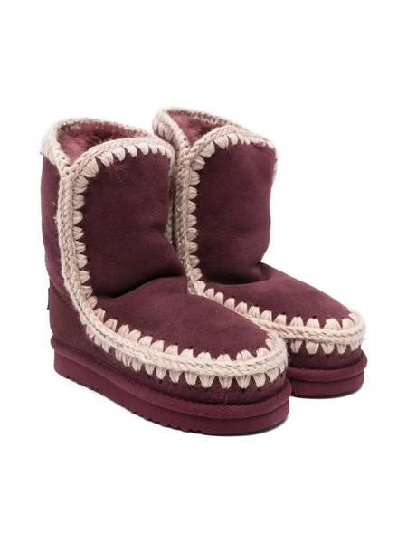  Mou Kids Eskimo Crochet-trimmed Suede Boots - Red 