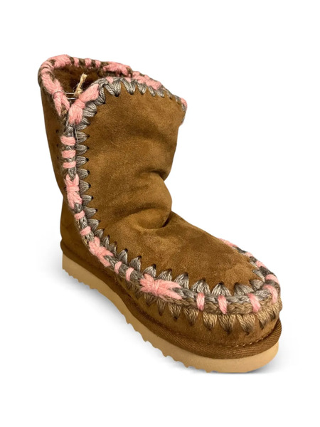  Mou Kids Eskimo Overstitching Suede Boots - Brown 