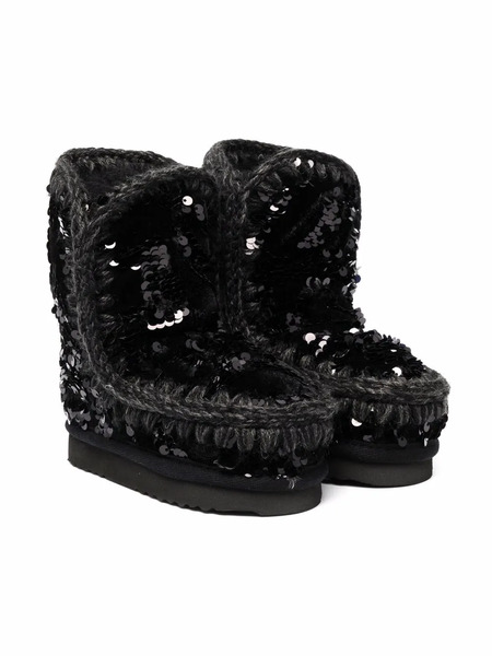  Mou Kids Eskimo Sequin-embellished Boots - Black 