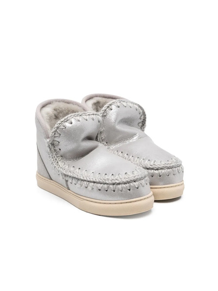  Mou Kids Eskimo Whipstitch-detail Boots - Silver 