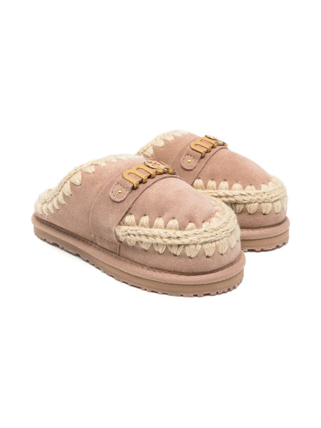  Mou Kids Logo-detailed Slippers - Brown 