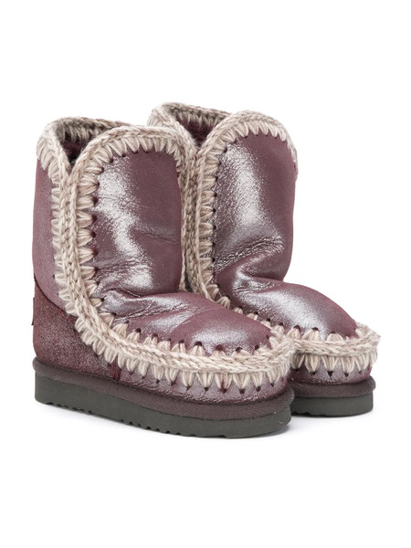  Mou Kids Metallic Suede Ankle Boots - Purple 