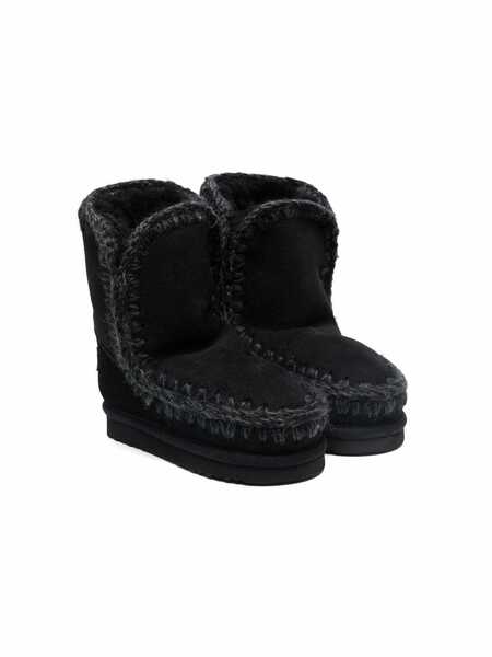 Mou Kids Shearling Lined Boots - Black 