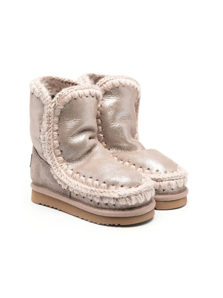  Mou Kids Shearling-lined Leather Boots - Pink 