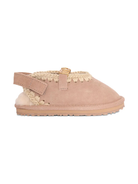  Mou Kids Suede Back-strap Slippers - Neutrals 