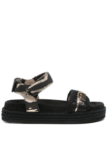  Mou Logo-plaque Suede Sandals - Black 