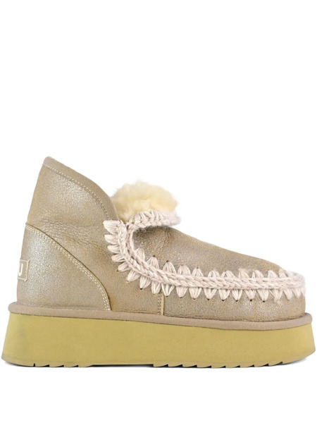  Mou Mini Eskimo Metallic Braided-trim Boots - Neutrals 