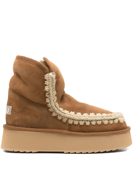  Mou 25mm Platform Crochet-trim Boots - Brown 