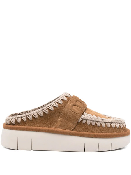  Mou 45mm Suede Platform Mules - Brown 