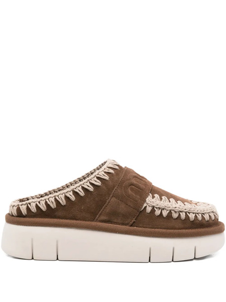  Mou 45mm Suede Platform Mules - Brown 