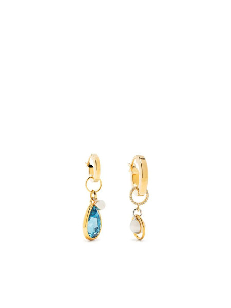  Mounser Petal Crystal-drop Hoop Earrings - Blue 