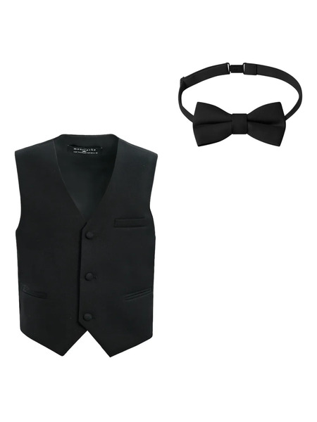  Moustache Bow Tie Gilet Set (set Of Two) - Black 