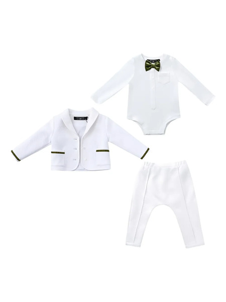  Moustache Button-fastening Babygrow Set (set Of Three) - White 