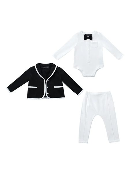  Moustache Button-fastening Babygrow Set (set Of Three) - White 
