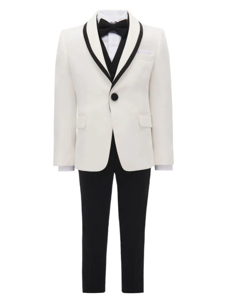  Moustache Contrasting-trim Suit (set Of Five) - White 