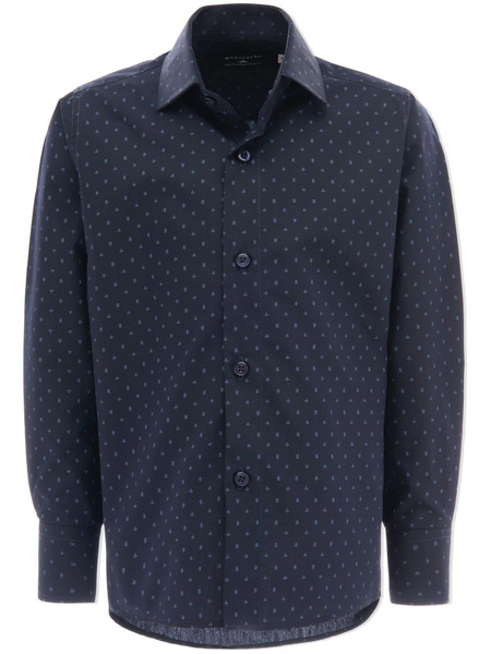  Moustache Fleur-de-lis Dress Shirt - Blue 