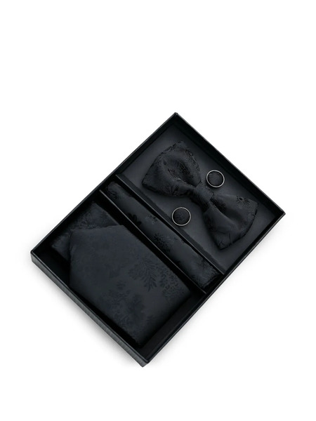  Moustache Floral-jacquard Accessory Set - Black 