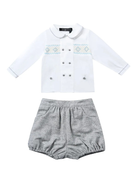  Moustache Gathered-waistband Short Set - Grey 