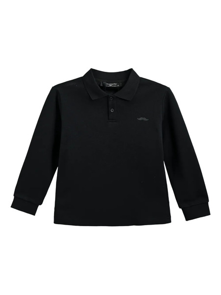  Moustache Long-sleeve Polo Shirt - Black 