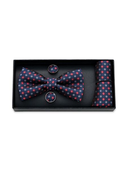  Moustache Multi-patterned Bow Tie Set - Blue 
