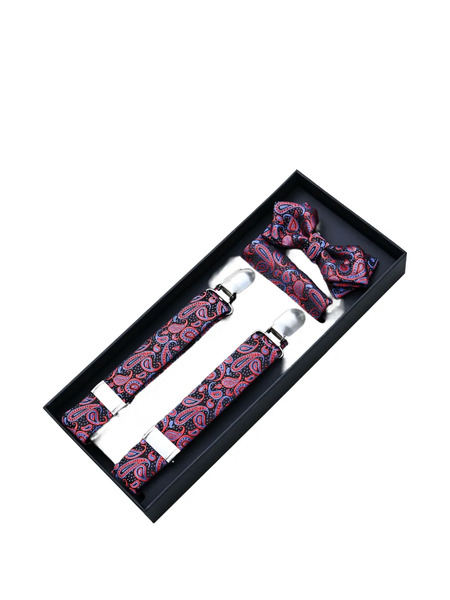  Moustache Paisley-jacquard Accessory Set - Red 