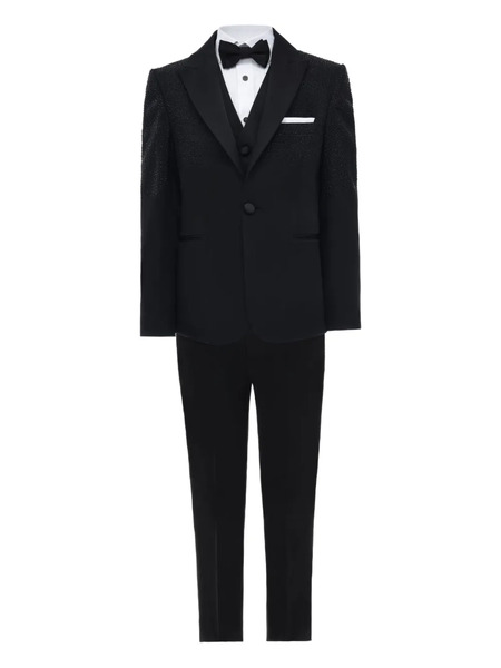  Moustache Peak-lapel Suit (set Of Four) - Black 