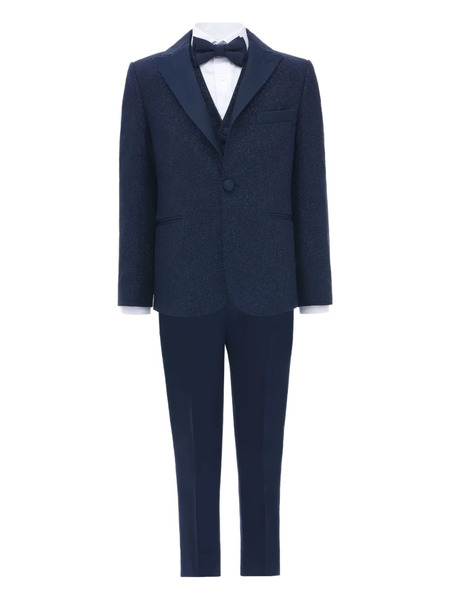  Moustache Peak-lapel Suit (set Of Four) - Blue 