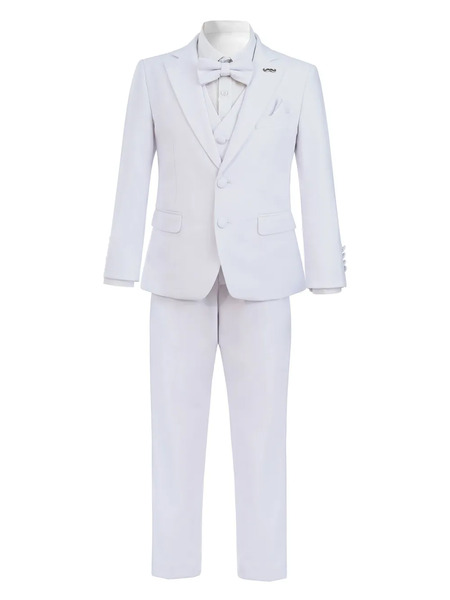  Moustache Peak-lapel Tuxedo Set - White 