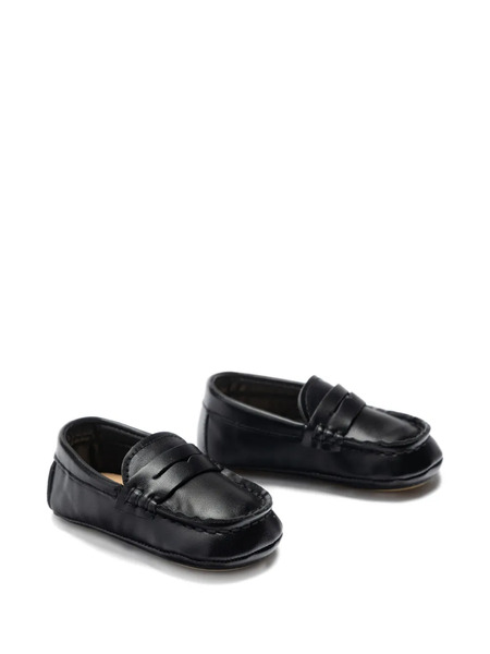  Moustache Penny-strap Leather Pre-walkers - Black 