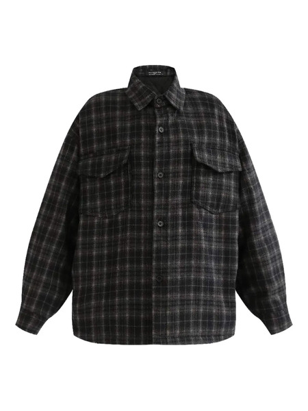  Moustache Plaid-pattern Shirt - Black 