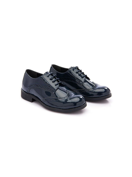  Moustache Round-toe Patent Brogues - Blue 