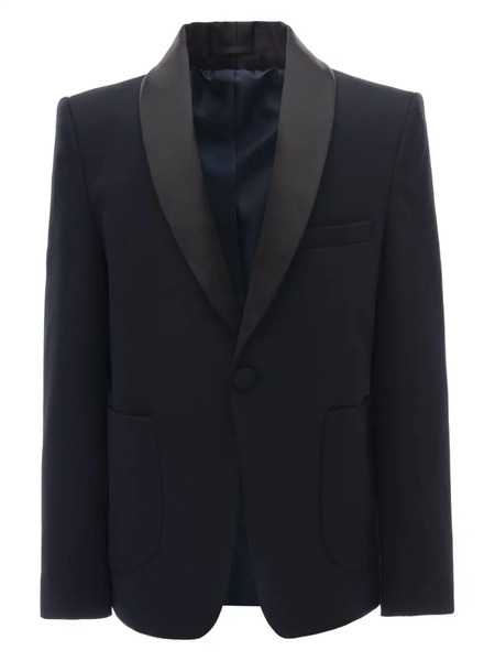  Moustache Shawl-lapel Single-breasted Blazer - Blue 