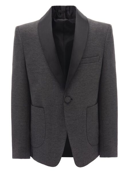  Moustache Shawl-lapel Single-breasted Blazer - Grey 