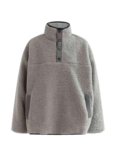  Moustache Sherpa Button Pullover - Grey 