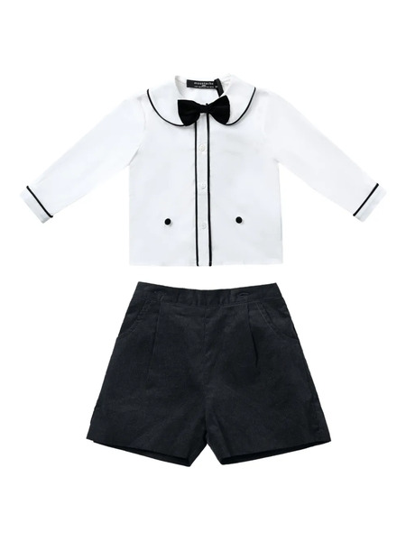  Moustache Side-pocket Short Set - White 