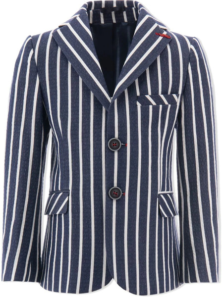  Moustache Striped Single-breasted Blazer - Blue 