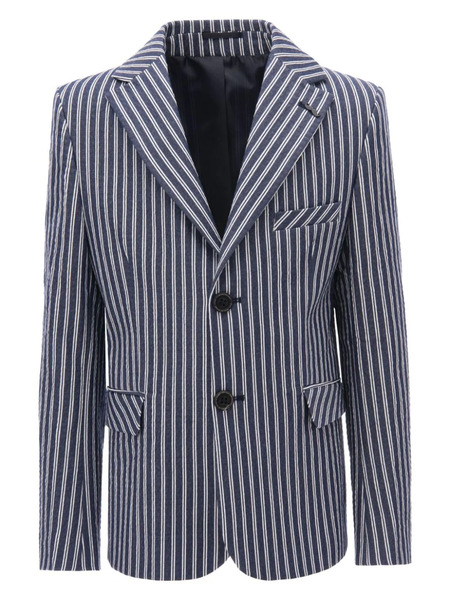  Moustache Striped Single-breasted Blazer - Blue 