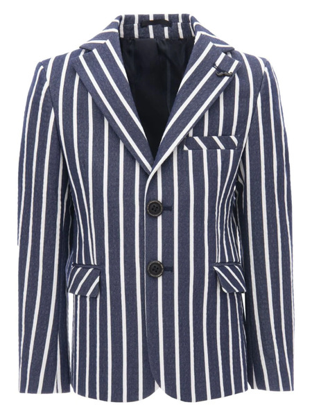  Moustache Striped Single-breasted Blazer - Blue 