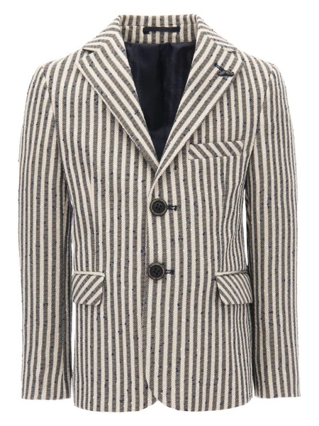  Moustache Striped Single-breasted Blazer - Blue 