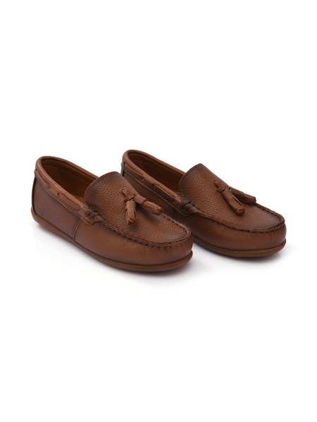  Moustache Tassel-front Faux Leather Loafers - Brown 