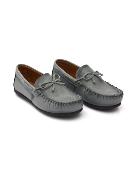  Moustache Tie-fastened Slip-on Loafers - Grey 
