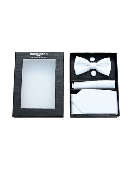  Moustache Tie Set - White 