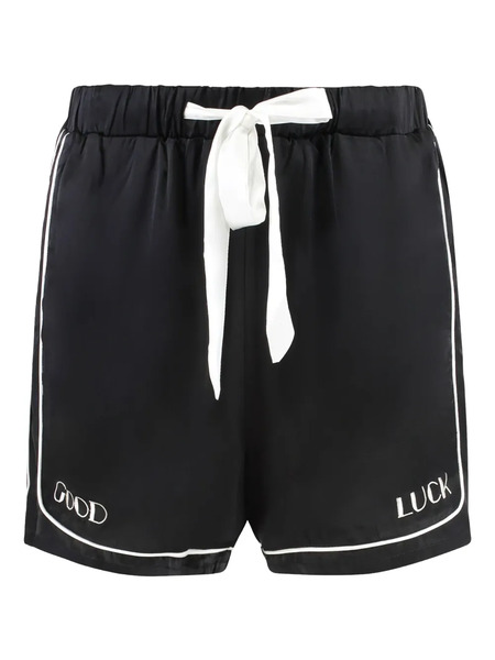  Mr. Saturday Piped-trim Silk Shorts - Black 