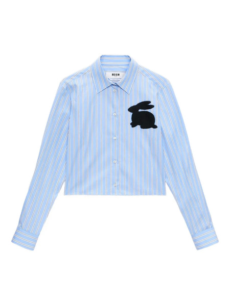  Msgm Appliqué Striped Shirt - Blue 
