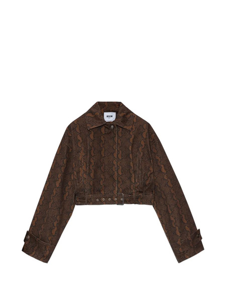  Msgm Belted Patterned Coat - Brown 