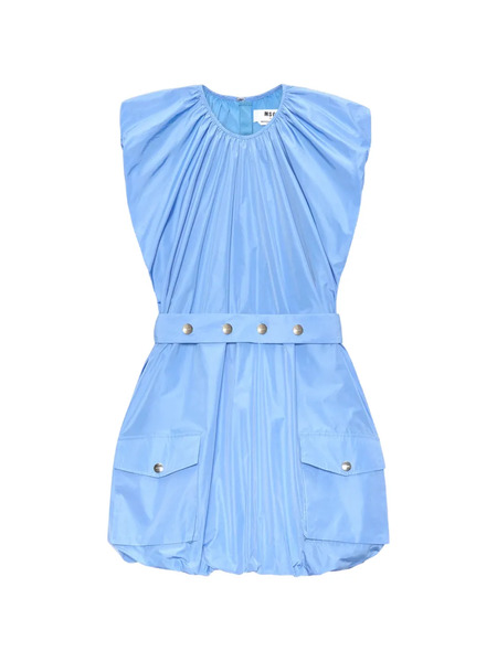  Msgm Belted Pocketed Mini Dress - Blue 