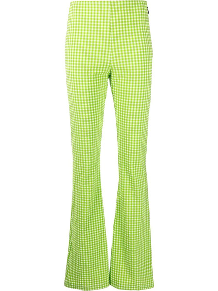  Msgm Check-pattern Flared Trousers - Green 