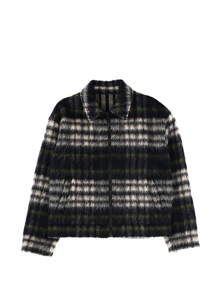 Msgm Check-pattern Zip-up Jacket - Black 